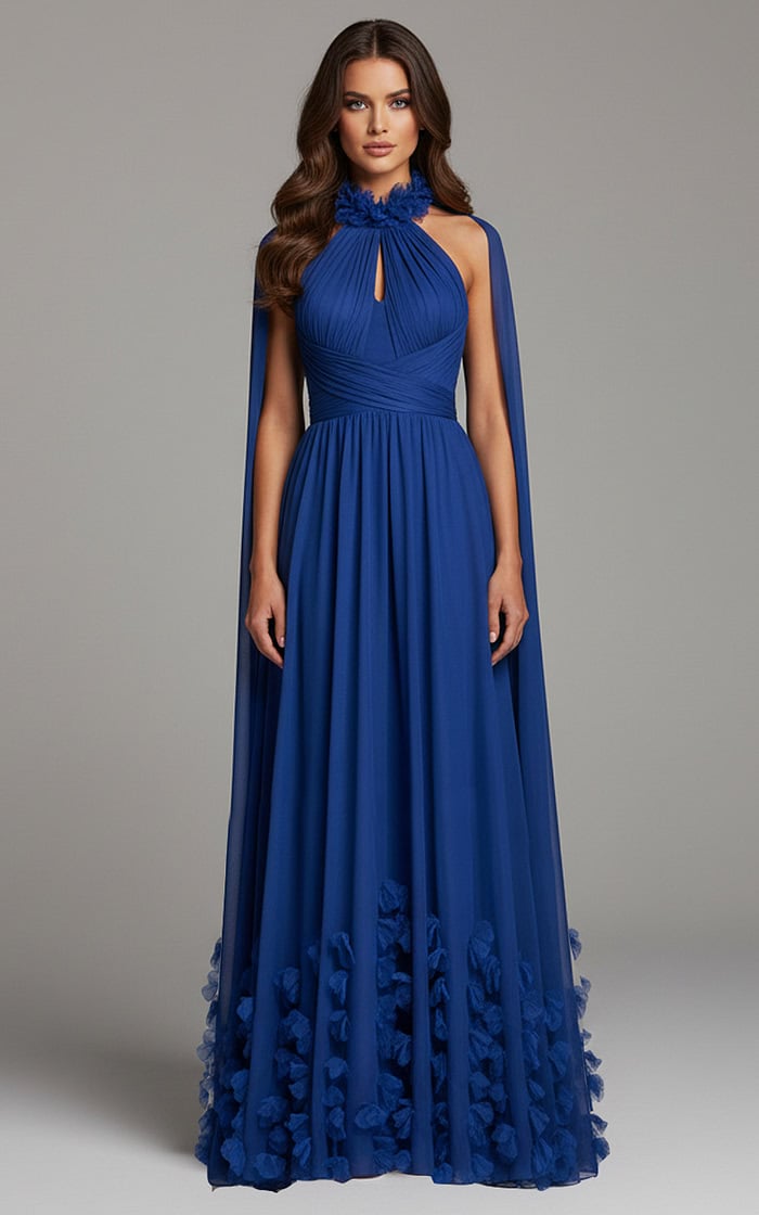 royal halter neck floral dress 42861