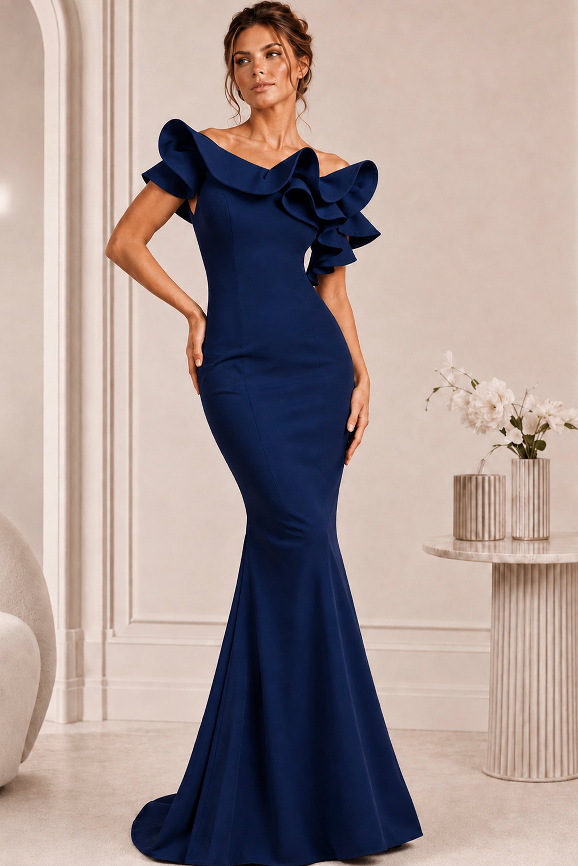 Navy mermaid evening dress 43000