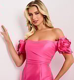 Off-Shoulder Taffeta Dress with Mermaid Skirt