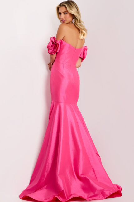 Pink Mermaid Evening Gown Back View