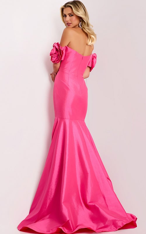 Pink Mermaid Evening Gown Back View