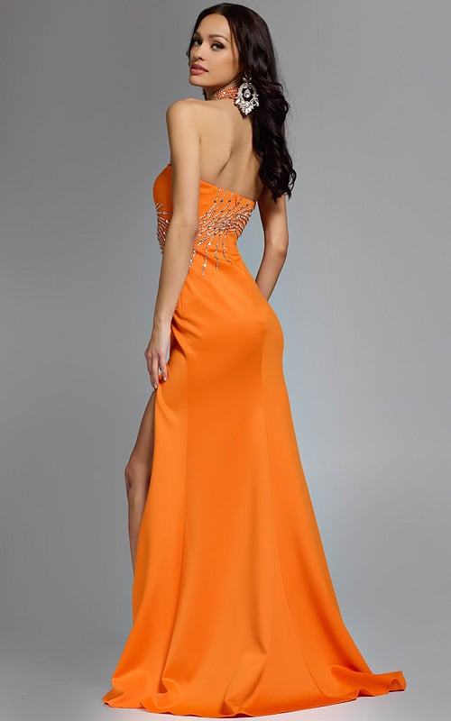 orange backless dress 43018