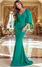 strapless evening gown with structured bodice and long fitted skirt