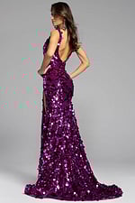 purple embellished backless dress 43056