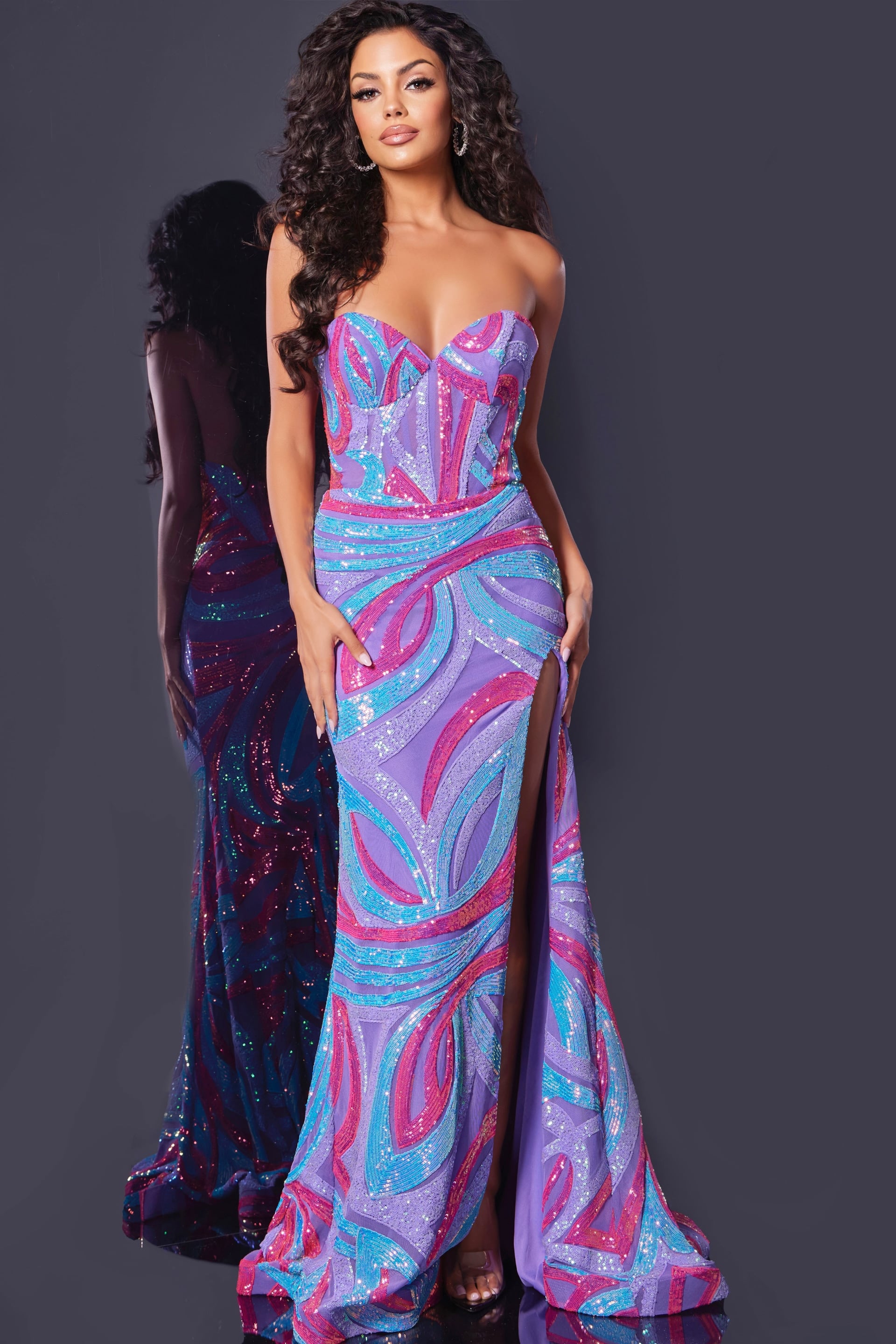 geometric formal dress Jovani 46099 Square Neckline Geometric Dress
