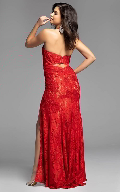 lace red prom dress 43097