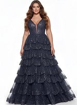 plunging neckline tiered dress 43198