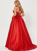 red ballgown with lace up back 43199
