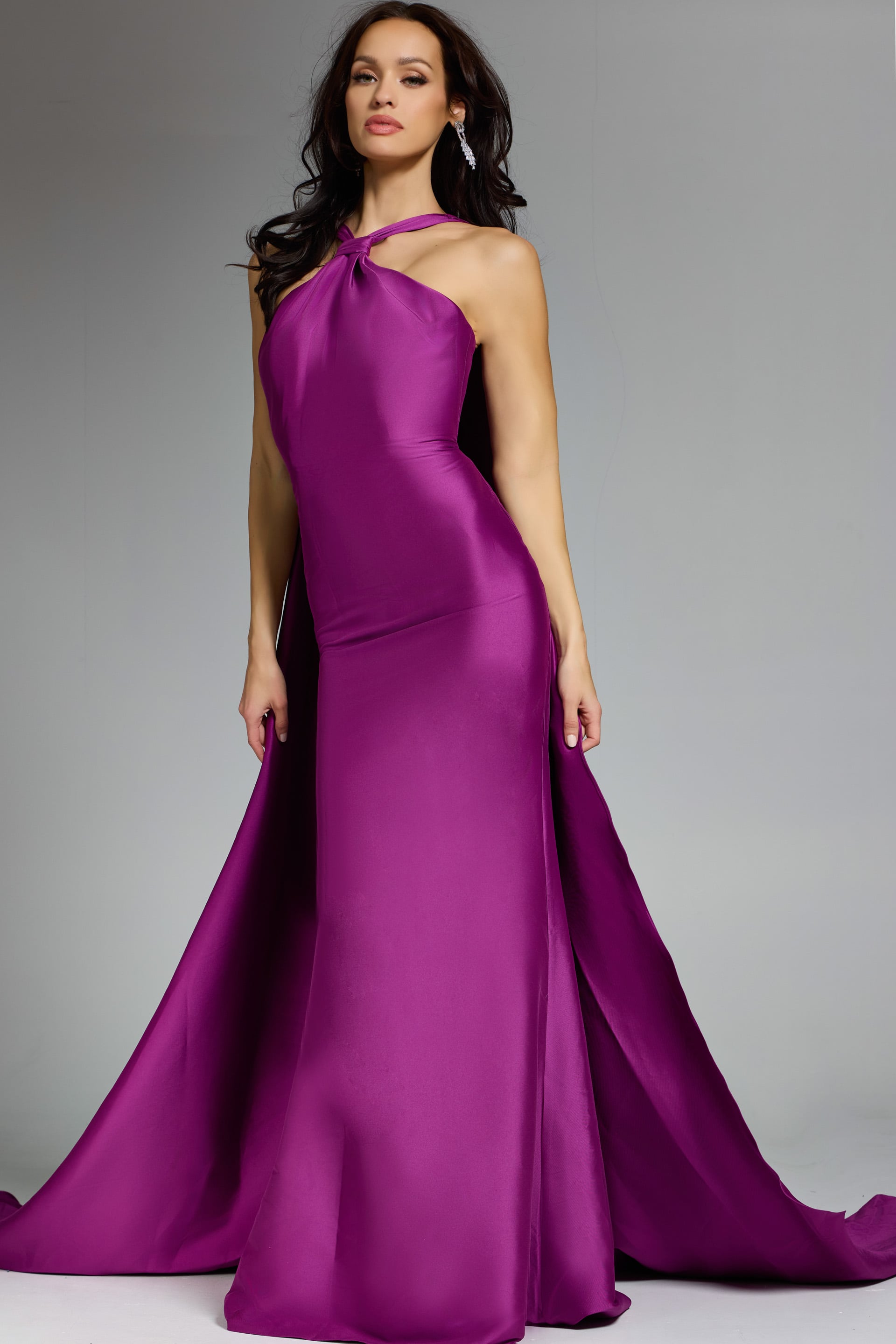 43280_BERRY_030 halter neck purple dress 43280