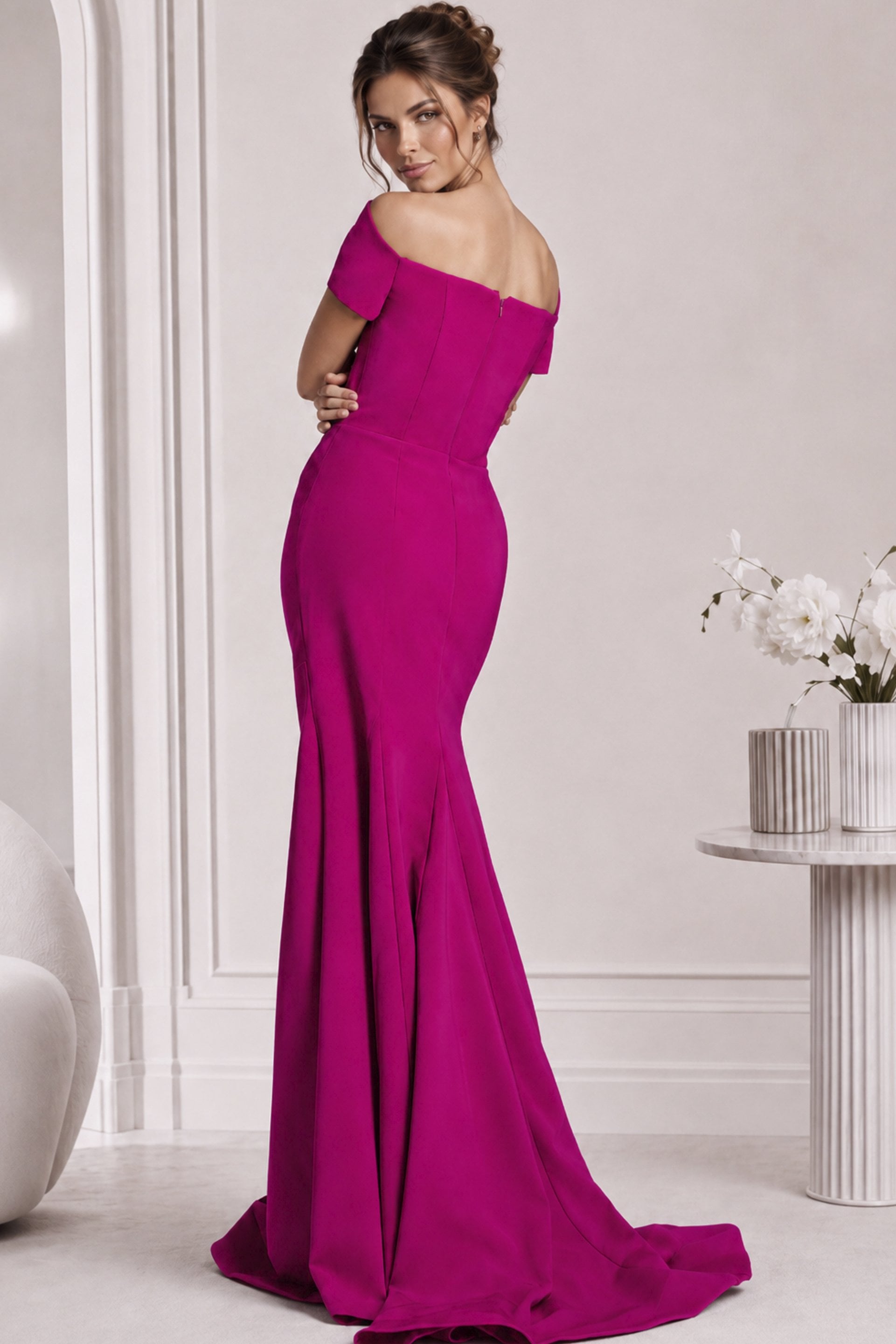 Jovani style 43370 in fuchsia