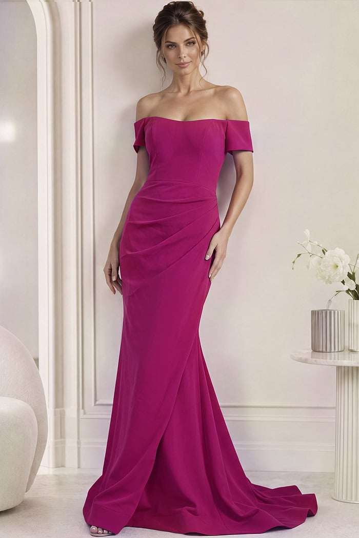 off the shoulder simple crepe dress 43370