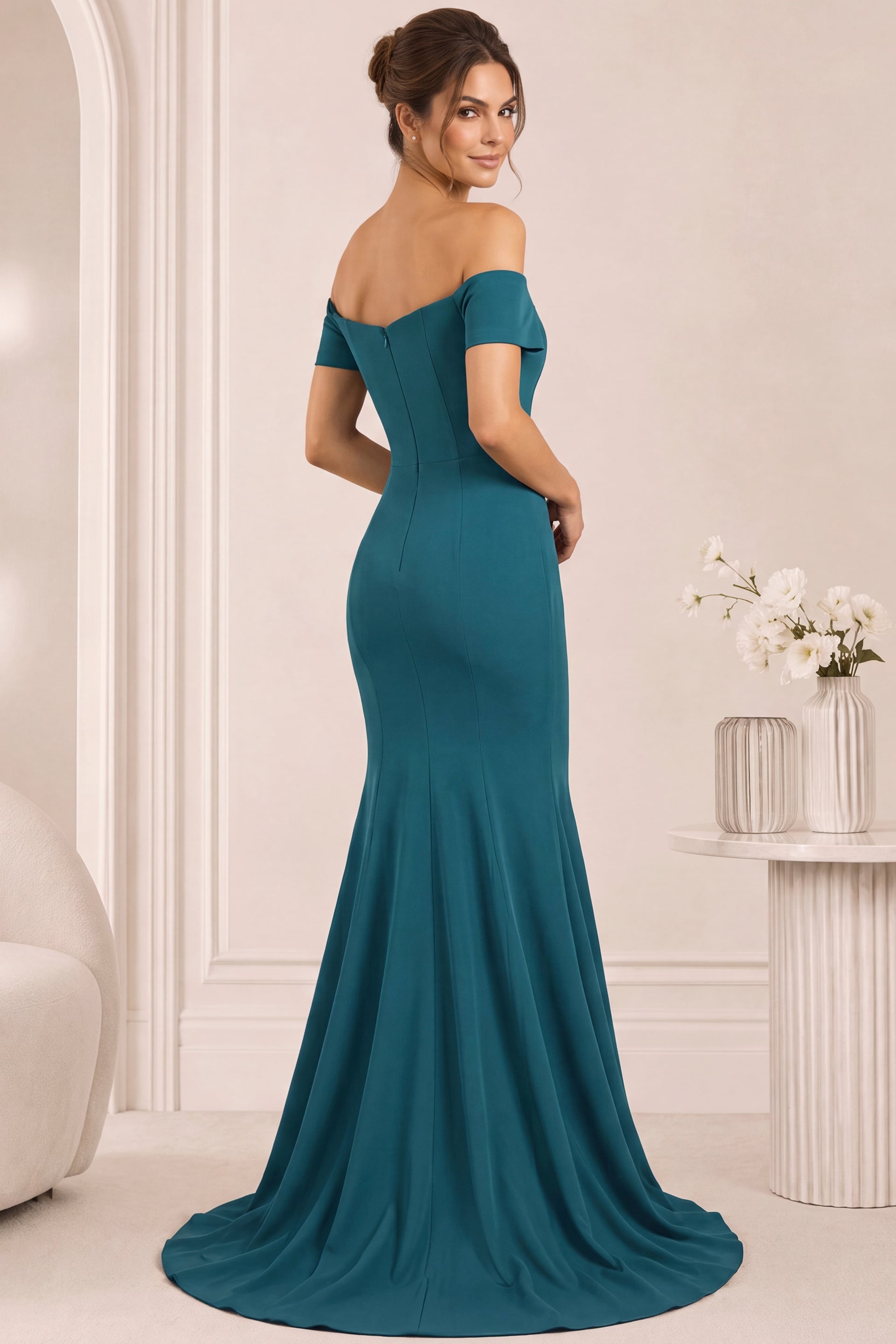 teal mermaid simple dress 43370