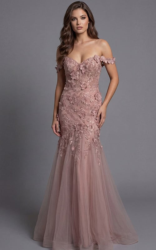 Off shoulder lace mermaid gown back view