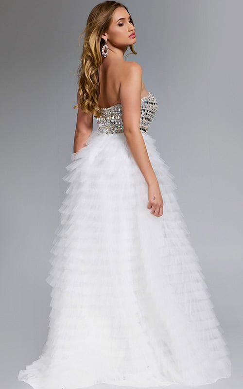 layered a line prom dress with beaded bodice 43412
