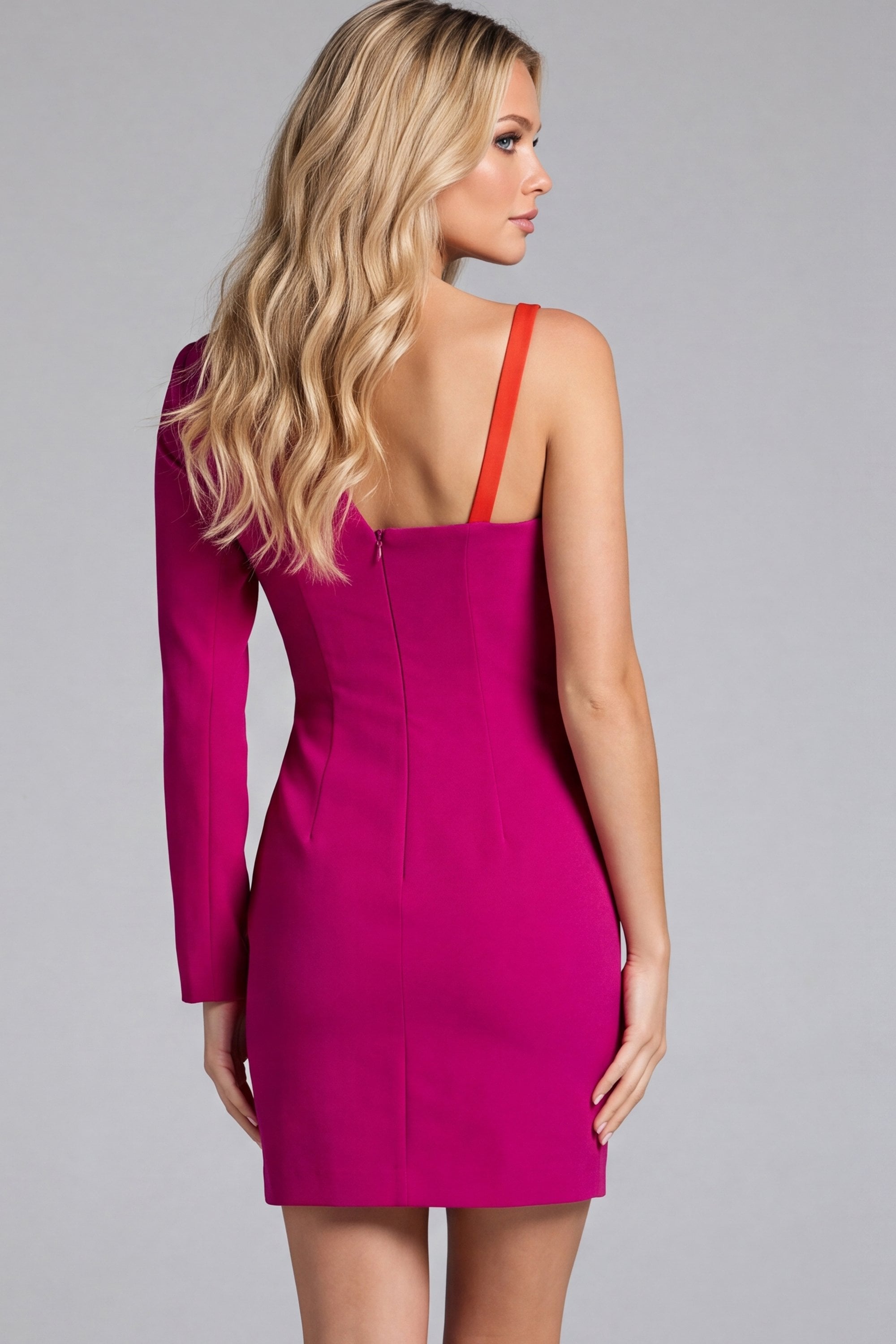 back of Jovani style 43424 in pink