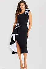 black and white dress with floral detail on the side 43425