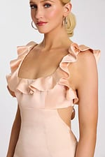 pink ruffled satin dress 43478