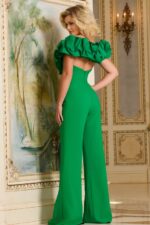 Off-Shoulder Ruffled Jumpsuit with Rhinestone Bodice 43504