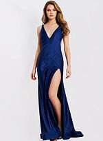v neckline high slit dress 43573