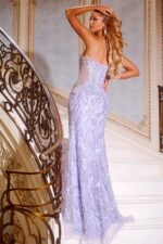 Strapless Embellished Gown with High Slit 43590 | Jovani