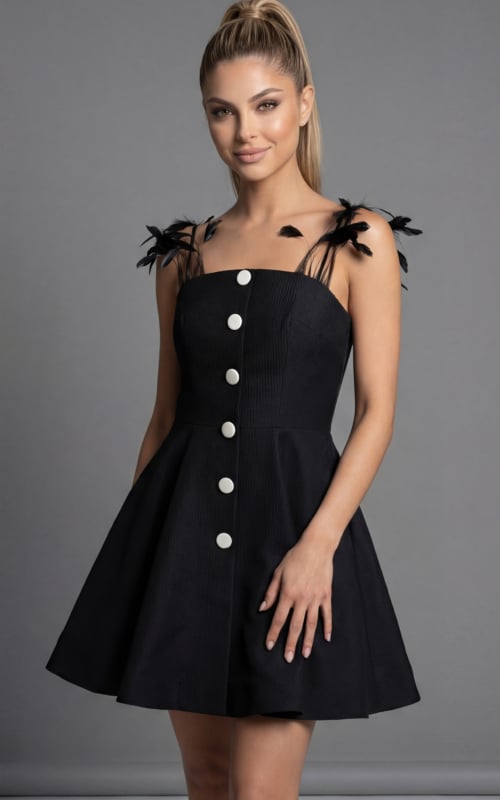 black fit and flair contemporary dress Special Event Dresses Special Event Dresses