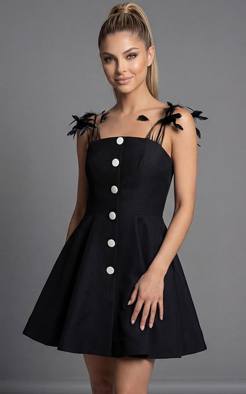 black fit and flair contemporary dress Special Event Dresses Special Event Dresses