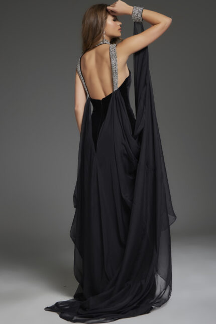 backless black dress 43696