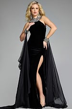 Model wearing Jovani dress 43696-1.