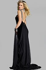 Model wearing Jovani dress 43696-1.