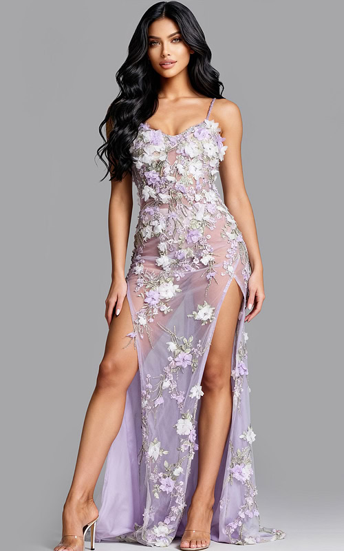 sheer lilac floral dress 43706