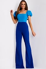 Two Tone Jumpsuit With Ruffle Sleeves 43755