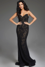 Sheer Beaded Lace Fitted Mermaid Gown 43760 - Image 10
