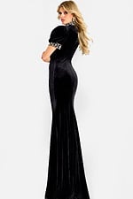 velvet black embellished dress 43771