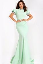 high neck mermaid green evening dress 43772