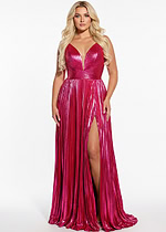 pleated high slit dress 43795