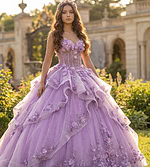 Lilac corset tulle ball gown