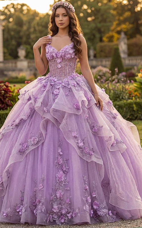 Layered tulle princess gown