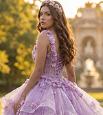 Lace-up back lavender ball gown