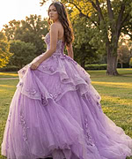 Floral appliqué quinceañera gown
