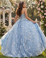Lace-up back blue ball gown