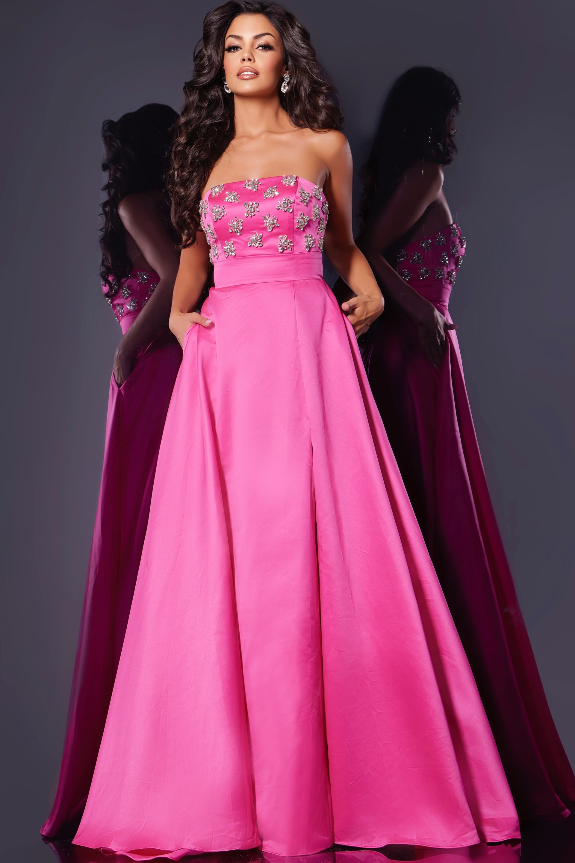 strapless embellished a line dress Jovani 39927 A Line Short Sequin Cocktail Dress main image 0