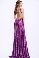 backless embellished purple dress