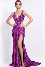 purple cut out v neckline dress 43953