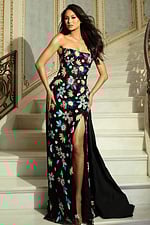 black multi floral dress 44008