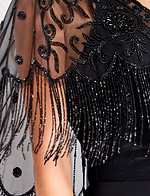 V-Neck Embellished Capelet with Beaded Fringe 44053 - Image 5
