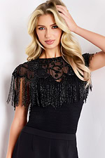 Evening capelet with embroidered sheer overlay