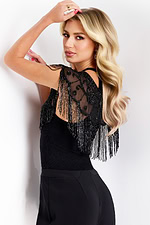 Beaded shoulder wrap with hanging fringe