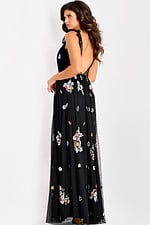 black multi floral dress 44057