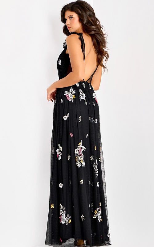 black multi floral dress 44057