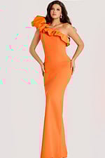 one shoulder orange dress 44157